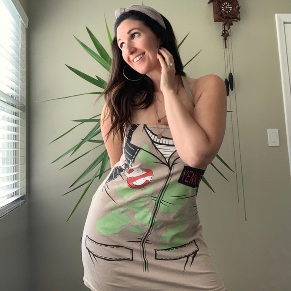 Ghostbusters Pinup Dress Halloween Graphic Tee Halter Costume Ghost Medium Movie - Picture 2 of 11
